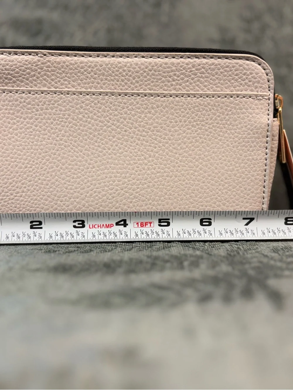 Kedzie Light Blush Pebbled Vegan Leather Crossbody with Gold Logo